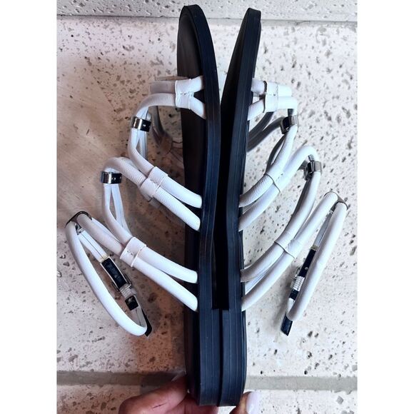 Rebecca Minkoff Sarle White Leather Strappy Sandals Flats Size 7 - Picture 9 of 15